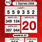 ตรวจหวยวันที่ 1 มิถุนายน 256